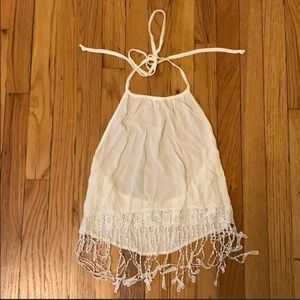 White Halter Crop Top